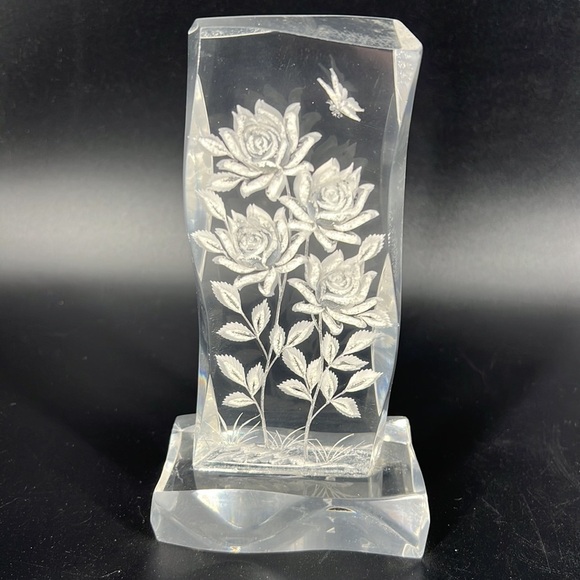 Vintage Etched Lucite Sculpture - Picture 6 of 8
